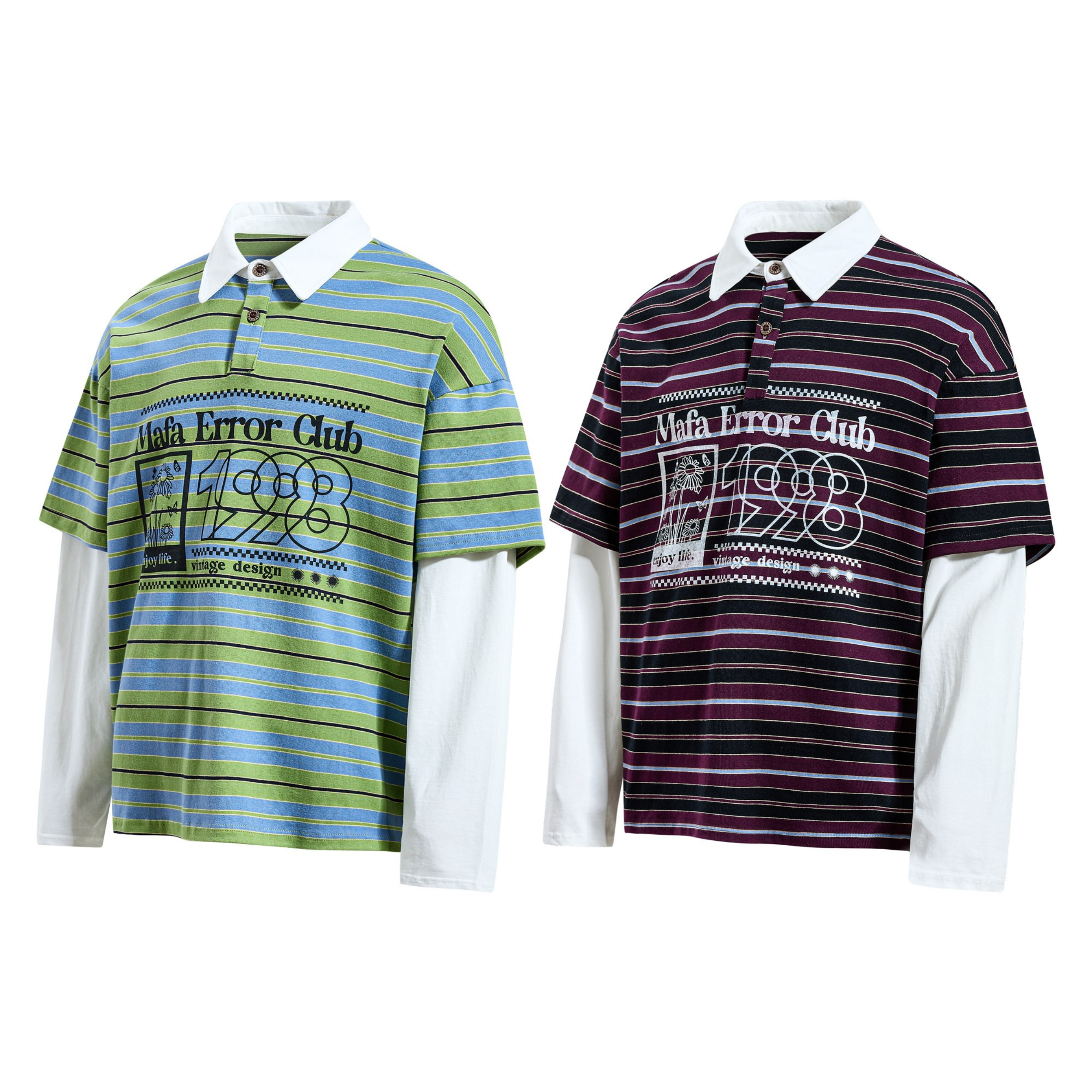 CapCabin Striped Graphic Layered Polo