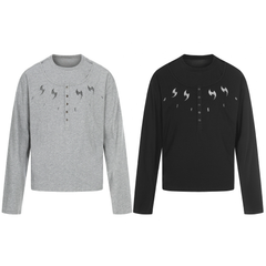 CapCabin Graphic Henley Long Sleeve Tee