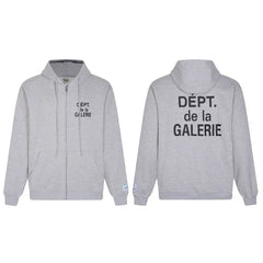 Gallery Dept. "Dépt. de la Galerie" Zip Hoodie – Grey French Print, Oversized Fit