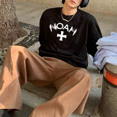 NOAH Letter Print Unisex Long Sleeve Tee 24 New Loose American Casual