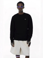 NOAH MARS Men Velvet Crew Sweatshirt Left Chest Cross Embroidery Autumn Winter