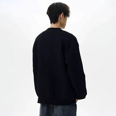 NOAH MARS Men Oversized Zip Cardigan Sweatshirt Chest Cross Embroidery Logo