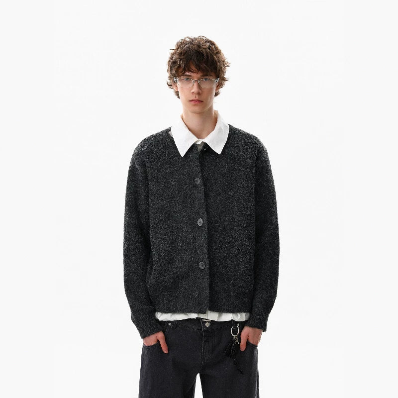 NOAH MARS Retro Old Money Wool Knit Button Cardigan for Men Autumn Winter