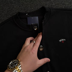 NOAH MARS Old Money Collarless Button Cardigan Thick Cotton Men Jacket