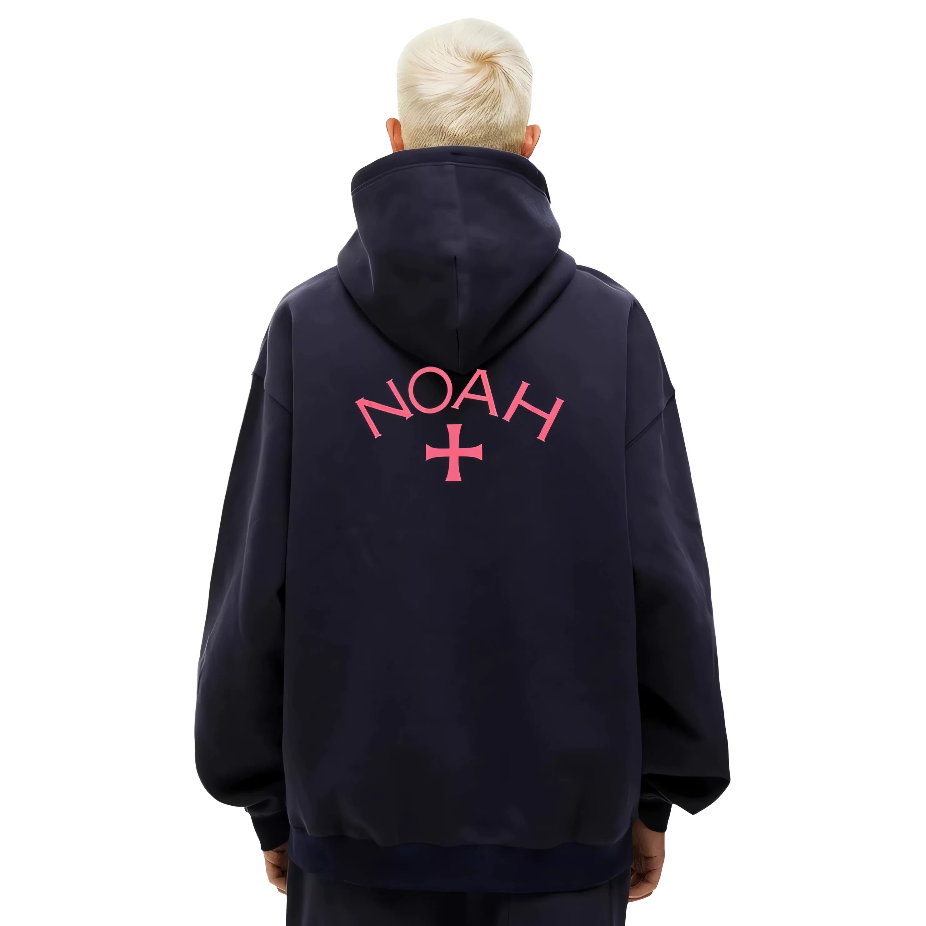NOAH MARS Men Navy Velvet Splicing Hoodie First Gen Cross Autumn Winter