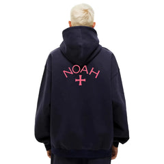 NOAH MARS Men Navy Velvet Splicing Hoodie First Gen Cross Autumn Winter
