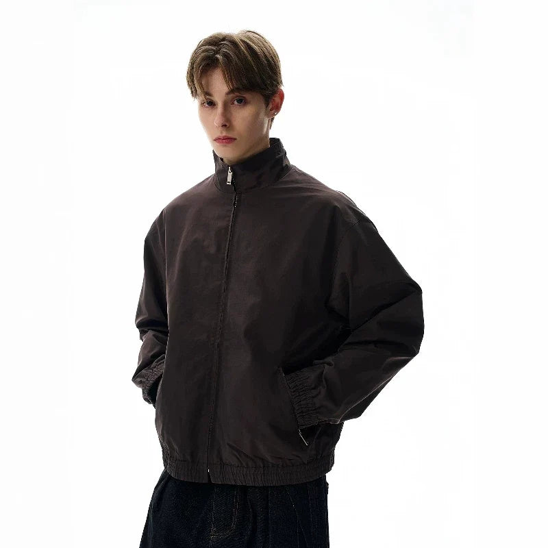 NOAH MARS Old Money Vibe Stand Collar Short Casual Windbreaker Jacket