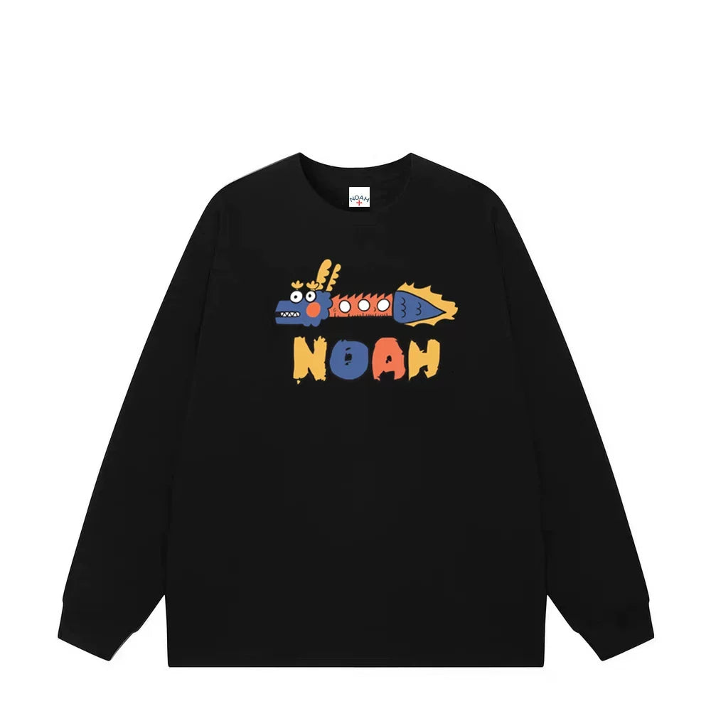 NOAH Loose Cartoon Logo Couple Pure Cotton Long Sleeve Base T-shirt