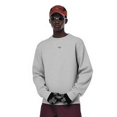 NOAH MARS Men Thread Splice Crew Sweatshirt Chest Badge Cross Embroidery