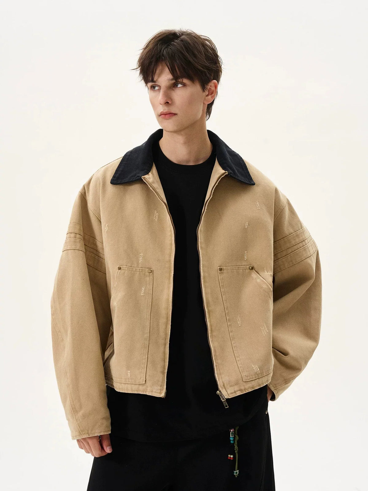 NOAH MARS 15oz Washed Bead Canvas Workwear Jacket Old Money Retro Short Coat