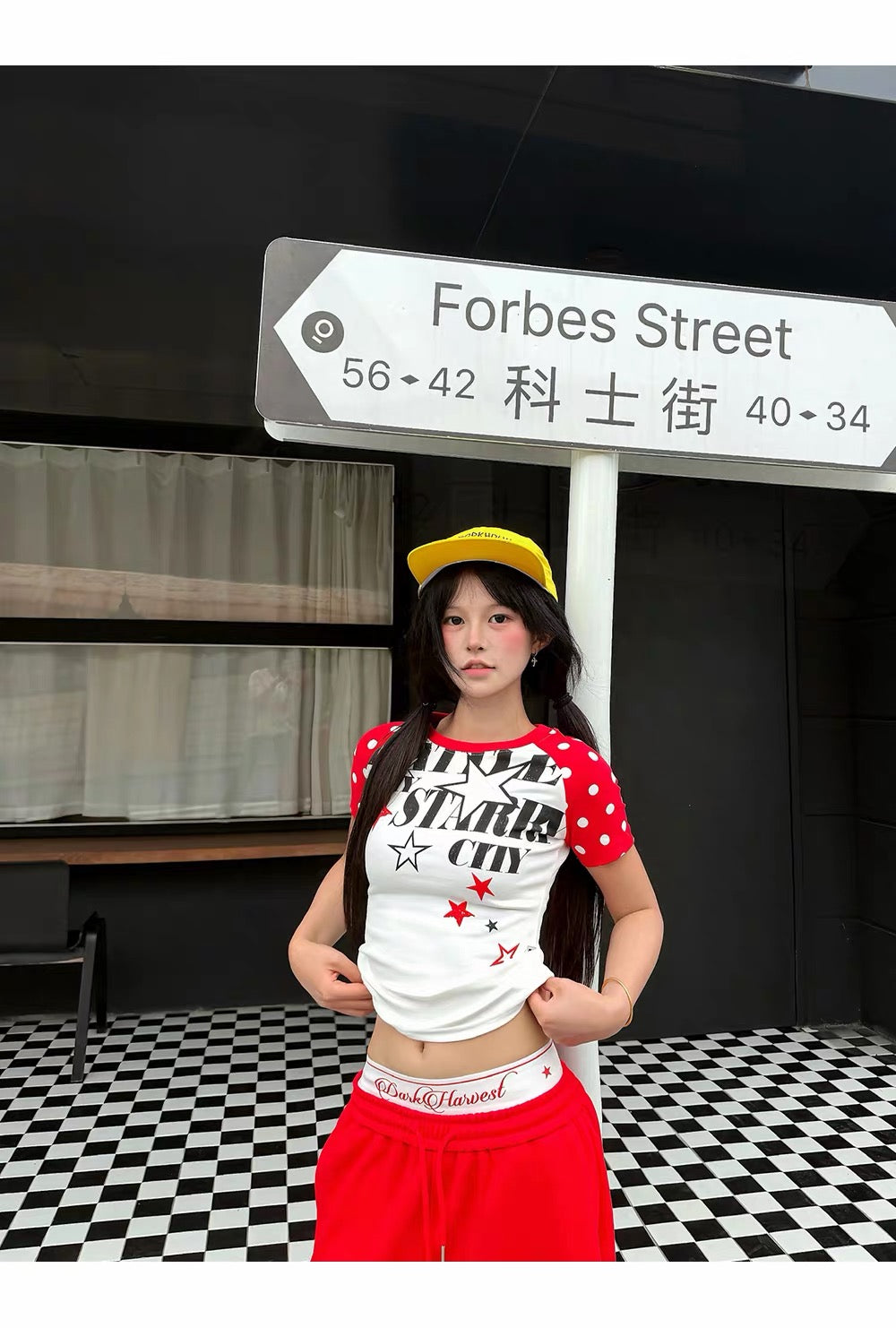 CapCabin “Starry City Contrast Raglan Tee”(cute Slim fit)